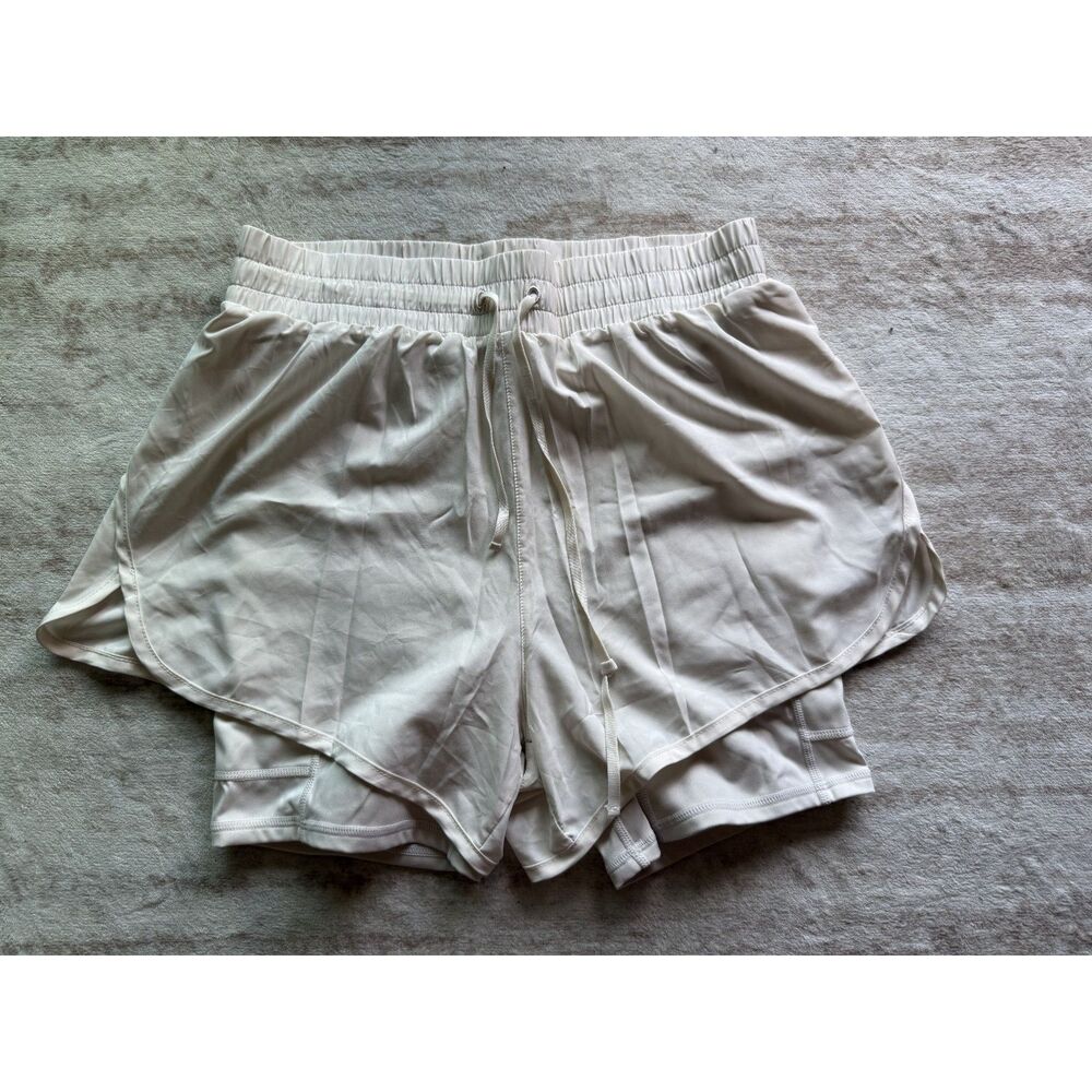 Fabletics Women’s White 2-in-1 Running Shorts Built In Liner Size S